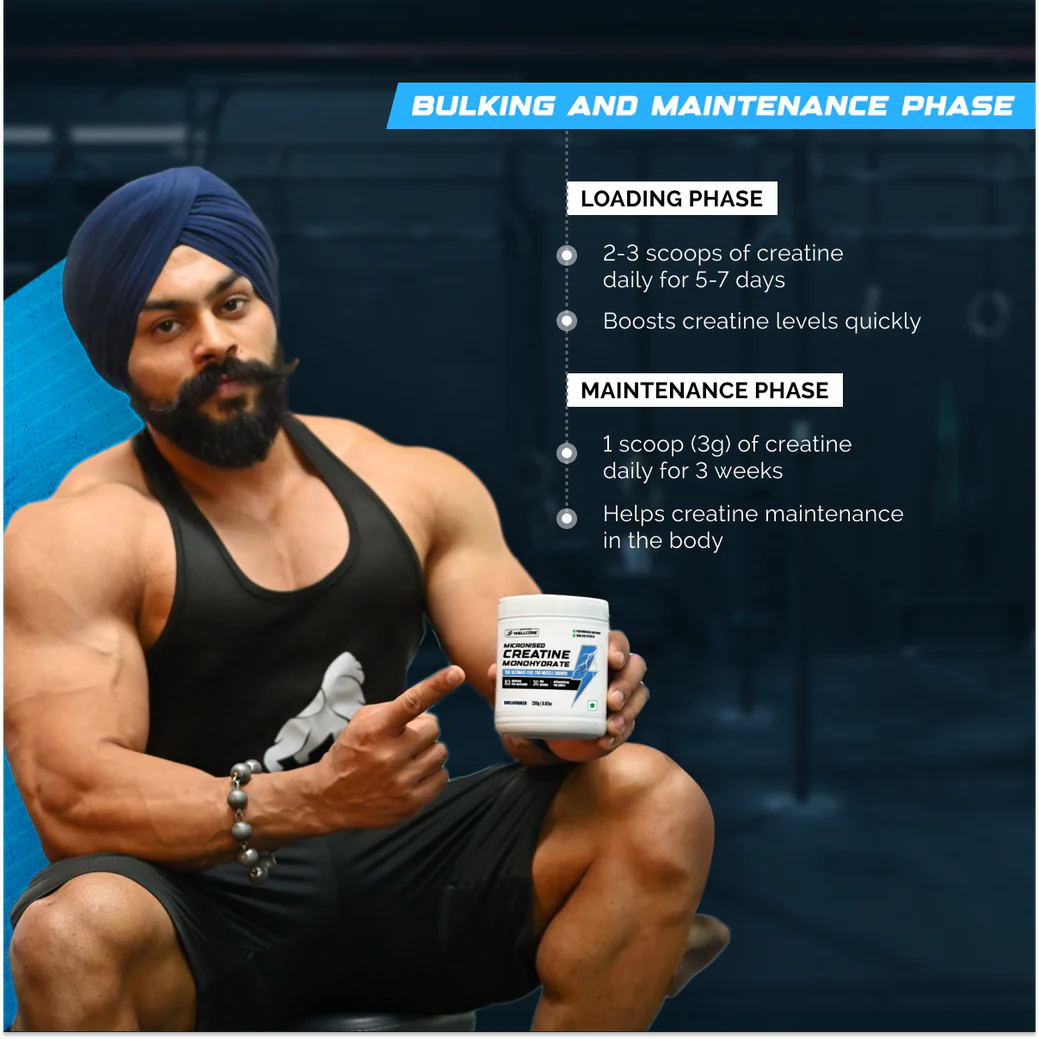 (Wellcore) - Micronised Creatine Monohydrate - 250 gm (0.67 Lb), UNFLAVOURED