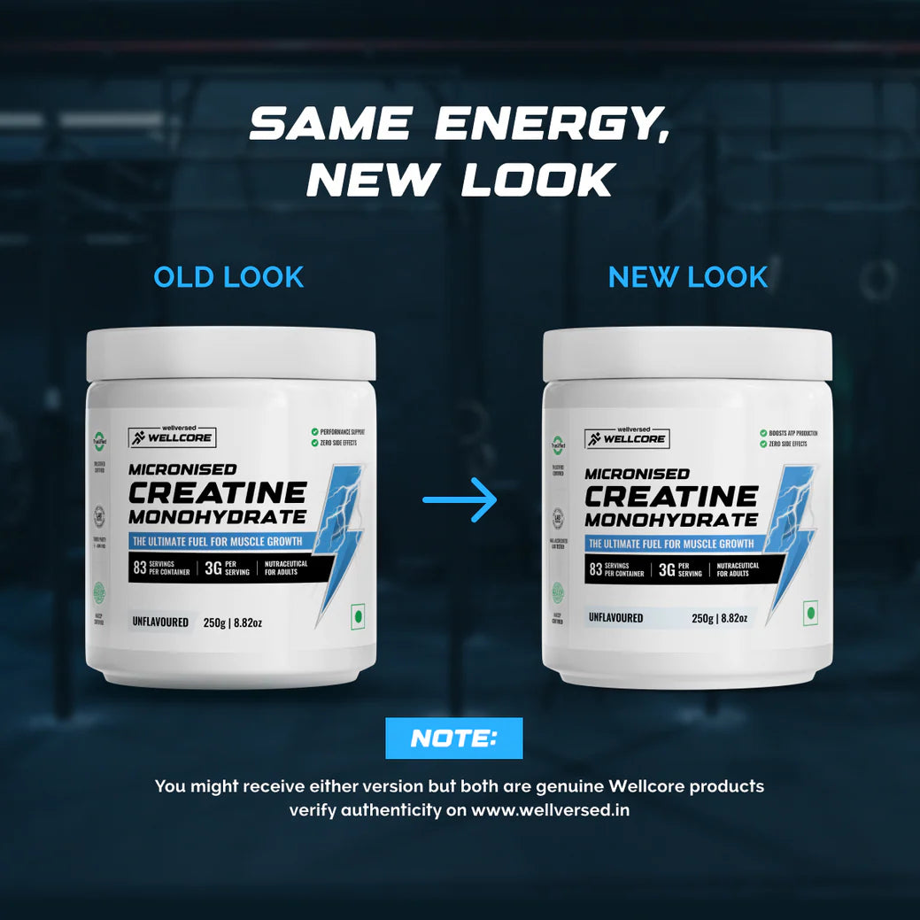 (Wellcore) - Micronised Creatine Monohydrate - 250 gm (0.67 Lb), UNFLAVOURED
