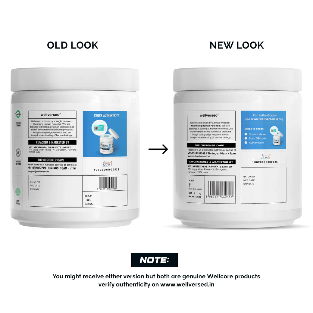 (Wellcore) - Micronised Creatine Monohydrate - 250 gm (0.67 Lb), UNFLAVOURED