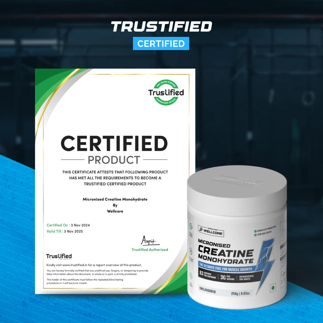(Wellcore) - Micronised Creatine Monohydrate - 250 gm (0.67 Lb), UNFLAVOURED